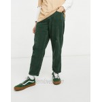 DESIGN relaxed tapered corduroy jeans in dark green