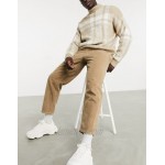 DESIGN relaxed tapered corduroy jeans in light brown