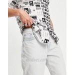 DESIGN baggy cropped jeans in bleach wash with destroyed hem