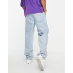DESIGN baggy jeans with double pleat and elastic waist detail