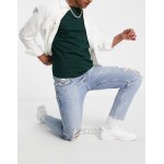 DESIGN classic rigid jeans in bleach wash with rips