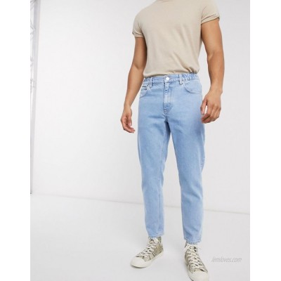  DESIGN classic rigid Jeans in light stone with elasticated waist  
