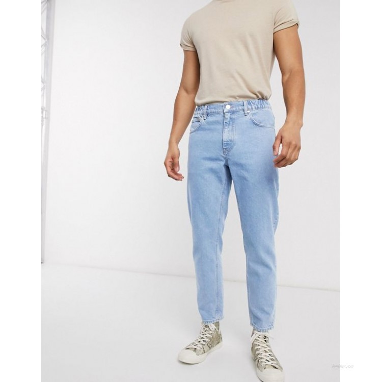 DESIGN classic rigid Jeans in light stone with elasticated waist