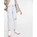DESIGN classic rigid jeans in pale blue with rips