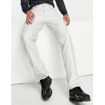 DESIGN dad jeans in light grey leather look