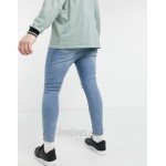 DESIGN Plus spray on jeans with power stretch in light wash blue with heavy rips