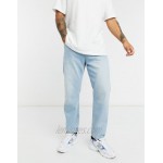 DESIGN relaxed tapered jeans in vintage light blue stone wash