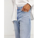 DESIGN straight crop jeans in vintage light wash blue