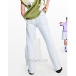 DESIGN straight jeans in pale blue with knee rips