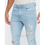 New Look skinny jeans with extreme rips in light blue