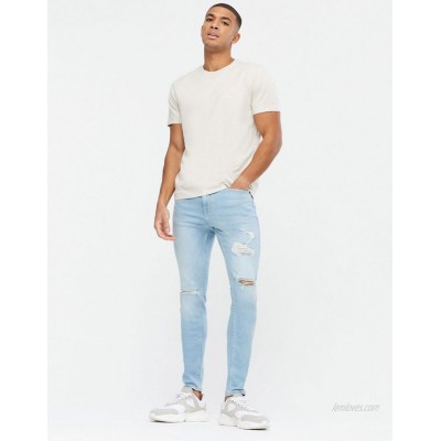 New Look skinny jeans with extreme rips in light blue  