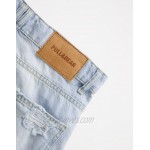 Pull&Bear relaxed jeans with rips in light blue