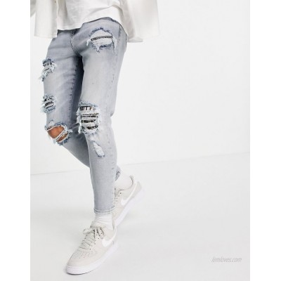 The Couture Club distressed bandana jeans in blue wash  