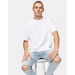 Topman organic cotton knee ripped stretch skinny jeans in bleach