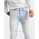 Topman organic cotton stretch skinny raw hem jeans in bleach