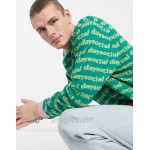 Daysocial knitted oversized sweater with all over pattern in green