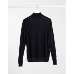 DESIGN 2 pack cotton roll neck sweater in black & charcoal