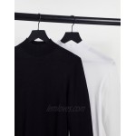DESIGN 2 pack cotton turtleneck sweater in black & white