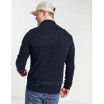 DESIGN cotton half zip sweater in navy