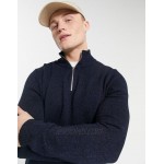 DESIGN cotton half zip sweater in navy