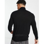 DESIGN cotton roll neck sweater in black