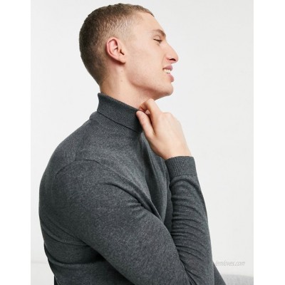  DESIGN cotton roll neck sweater in gray  