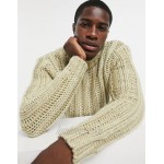DESIGN heavyweight hand knit look turtle sweater in beige