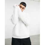 DESIGN knit funnel neck sweater in plush texture in white