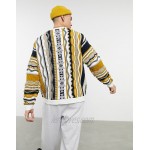 DESIGN knit sweater with textured multicolored pattern in neutral tones