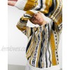  DESIGN knit sweater with textured multicolored pattern in neutral tones  