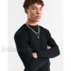  DESIGN knitted muscle fit crew neck sweater in black  