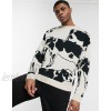  DESIGN knitted oversized sweater with cow design  
