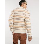 DESIGN knitted oversized textured stripe sweater in orange