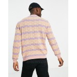 DESIGN knitted pointelle sweater with stripe design in pink