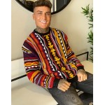 DESIGN knitted sweater with textured MULTICOLOR pattern