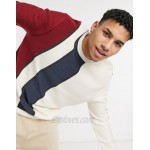 DESIGN knitted vertical color block sweater in red and navy