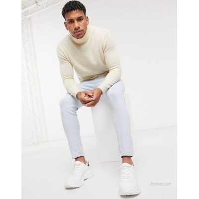  DESIGN lambswool roll neck sweater in oatmeal  