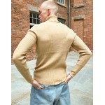 DESIGN muscle fit ribbed roll neck sweater in camel