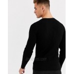 DESIGN muscle fit ribbed sweater in black