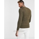 DESIGN muscle fit ribbed sweater in tan twist
