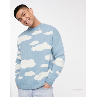  DESIGN oversized knitted sweater with cloud design  