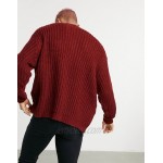 DESIGN oversized textured fisherman rib sweater in rust
