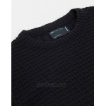 DESIGN Tall muscle fit waffle knit sweater in black