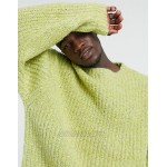 DESIGN Tall oversized chunky knit sweater in lime green