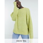 DESIGN Tall oversized chunky knit sweater in lime green