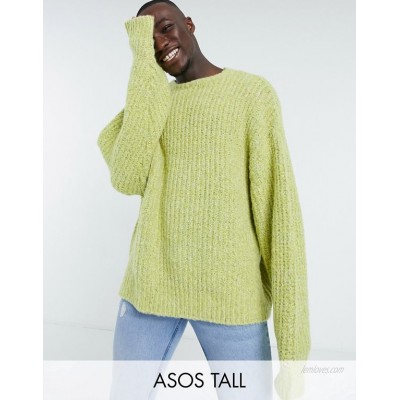  DESIGN Tall oversized chunky knit sweater in lime green  