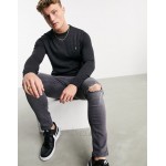 Farah crew neck knit sweater in charcoal