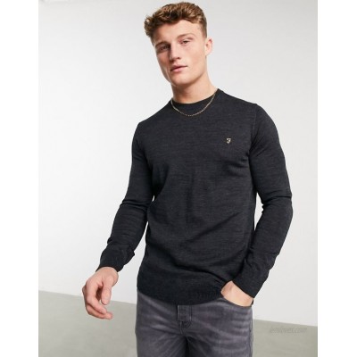 Farah crew neck knit sweater in charcoal  
