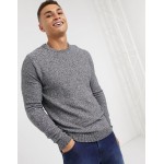 Jack & Jones Essentials crew neck sweater in textured gray