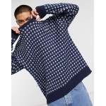 Kickers pattern knitted sweater in navy